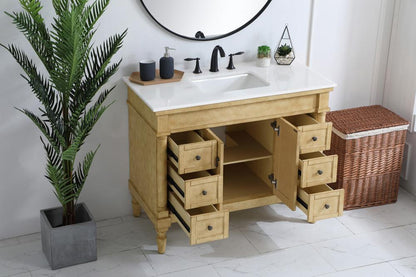 Elegant Furniture & Lighting - Lexington 42 inch Single Bathroom vanity in Antique Beige with ivory white engineered marble - VF13042AB-VW veiw 4