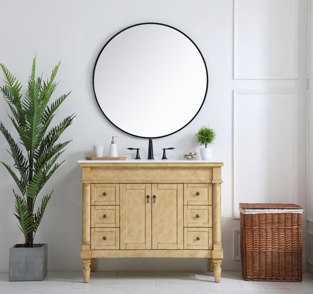 Elegant Furniture & Lighting - Lexington 42 inch Single Bathroom vanity in Antique Beige with ivory white engineered marble - VF13042AB-VW veiw 7