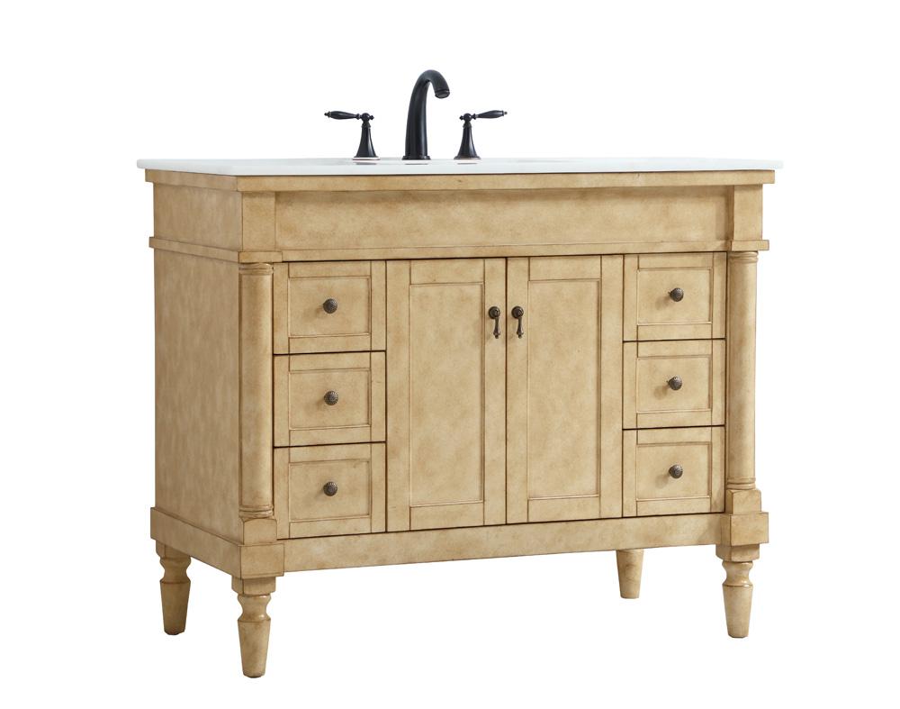 Elegant Furniture & Lighting - Lexington 42 inch Single Bathroom vanity in Antique Beige with ivory white engineered marble - VF13042AB-VW veiw 8