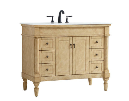 Elegant Furniture & Lighting - Lexington 42 inch Single Bathroom vanity in Antique Beige with ivory white engineered marble - VF13042AB-VW veiw 8