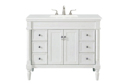 Elegant Furniture & Lighting - Lexington 42 inch Single Bathroom vanity in Antique White with ivory white engineered marble - VF13042AW-VW veiw 1