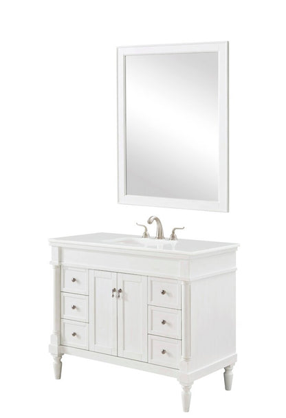 Elegant Furniture & Lighting - Lexington 42 inch Single Bathroom vanity in Antique White with ivory white engineered marble - VF13042AW-VW veiw 2