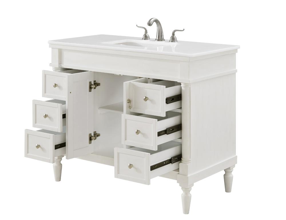 Elegant Furniture & Lighting - Lexington 42 inch Single Bathroom vanity in Antique White with ivory white engineered marble - VF13042AW-VW veiw 4
