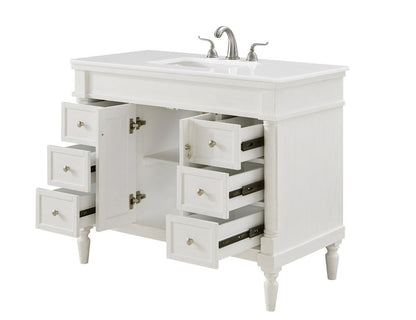 Elegant Furniture & Lighting - Lexington 42 inch Single Bathroom vanity in Antique White with ivory white engineered marble - VF13042AW-VW veiw 4