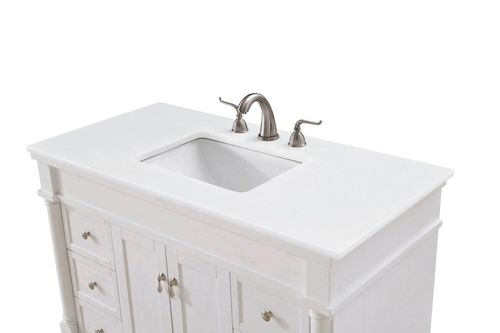 Elegant Furniture & Lighting - Lexington 42 inch Single Bathroom vanity in Antique White with ivory white engineered marble - VF13042AW-VW veiw 5