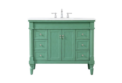 Elegant Furniture & Lighting - Lexington 42 inch Single Bathroom vanity in vintage mint with ivory white engineered marble - VF13042VM-VW veiw 1