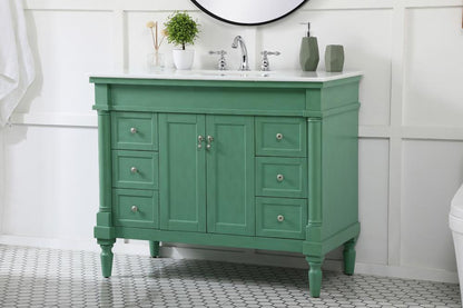 Elegant Furniture & Lighting - Lexington 42 inch Single Bathroom vanity in vintage mint with ivory white engineered marble - VF13042VM-VW veiw 3