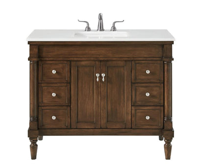 Elegant Furniture & Lighting - Lexington 42 inch Single Bathroom vanity in Walnut with ivory white engineered marble - VF13042WT-VW veiw 1