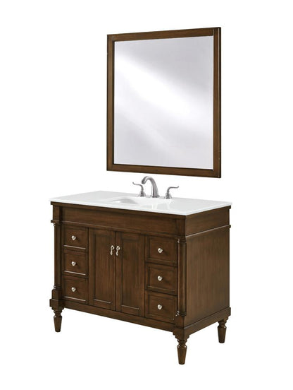 Elegant Furniture & Lighting - Lexington 42 inch Single Bathroom vanity in Walnut with ivory white engineered marble - VF13042WT-VW veiw 2