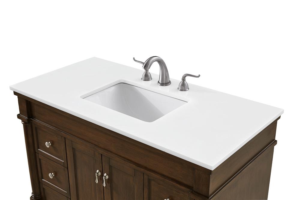 Elegant Furniture & Lighting - Lexington 42 inch Single Bathroom vanity in Walnut with ivory white engineered marble - VF13042WT-VW veiw 5