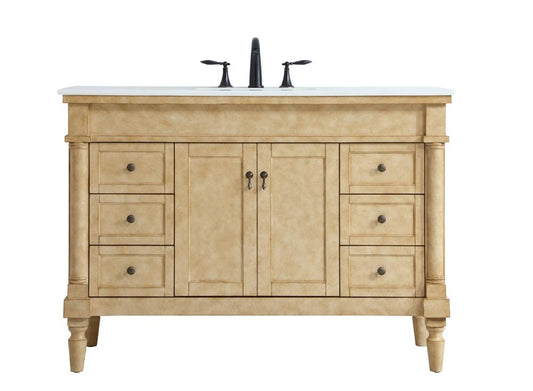 Elegant Furniture & Lighting - Lexington 48 inch Single Bathroom vanity in Antique Beige with ivory white engineered marble - VF13048AB-VW veiw 1