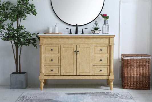 Elegant Furniture & Lighting - Lexington 48 inch Single Bathroom vanity in Antique Beige with ivory white engineered marble - VF13048AB-VW veiw 2