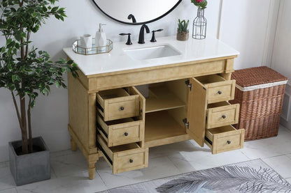 Elegant Furniture & Lighting - Lexington 48 inch Single Bathroom vanity in Antique Beige with ivory white engineered marble - VF13048AB-VW veiw 4