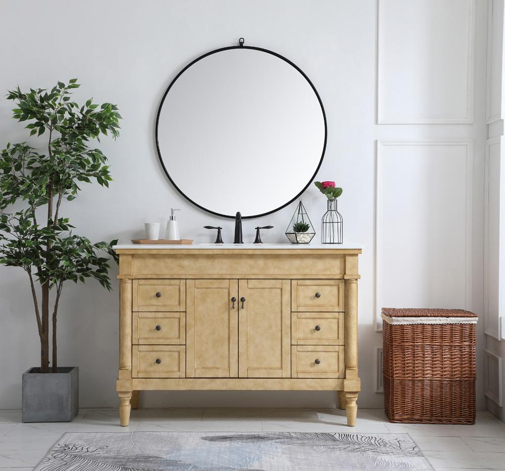 Elegant Furniture & Lighting - Lexington 48 inch Single Bathroom vanity in Antique Beige with ivory white engineered marble - VF13048AB-VW veiw 7