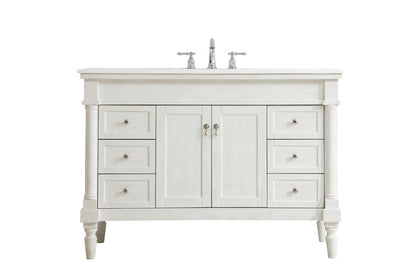 Elegant Furniture & Lighting - Lexington 48 inch Single Bathroom vanity in Antique White with ivory white engineered marble - VF13048AW-VW veiw 1