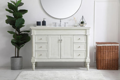 Elegant Furniture & Lighting - Lexington 48 inch Single Bathroom vanity in Antique White with ivory white engineered marble - VF13048AW-VW veiw 2
