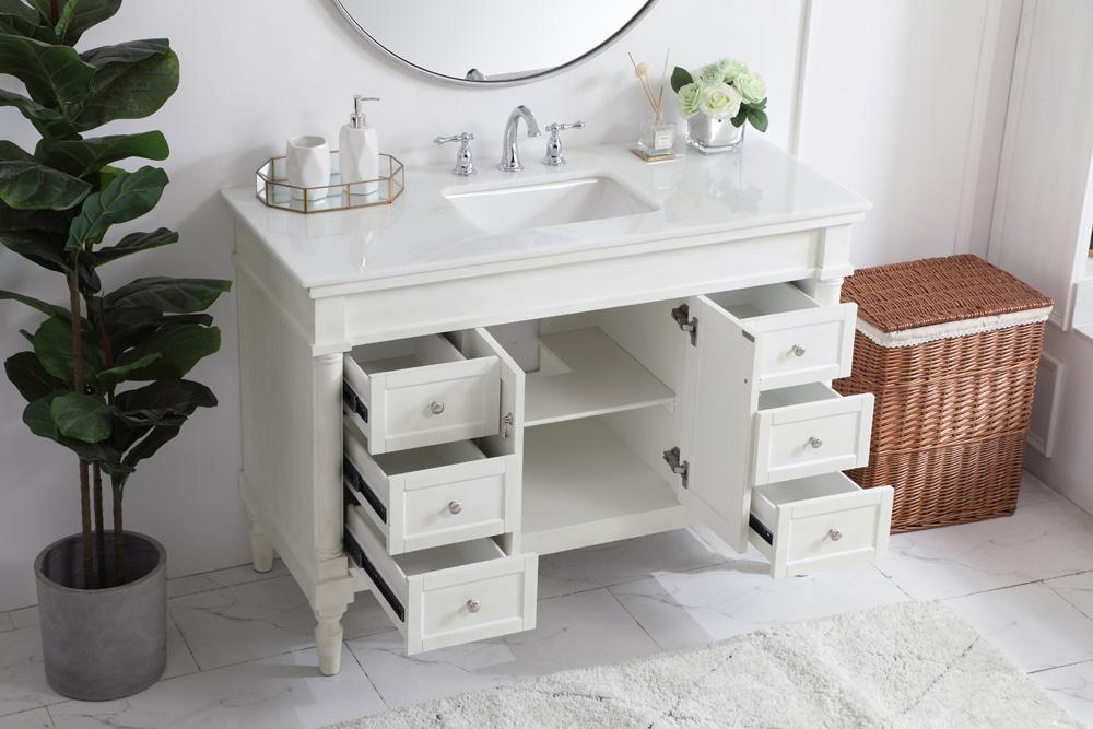 Elegant Furniture & Lighting - Lexington 48 inch Single Bathroom vanity in Antique White with ivory white engineered marble - VF13048AW-VW veiw 4