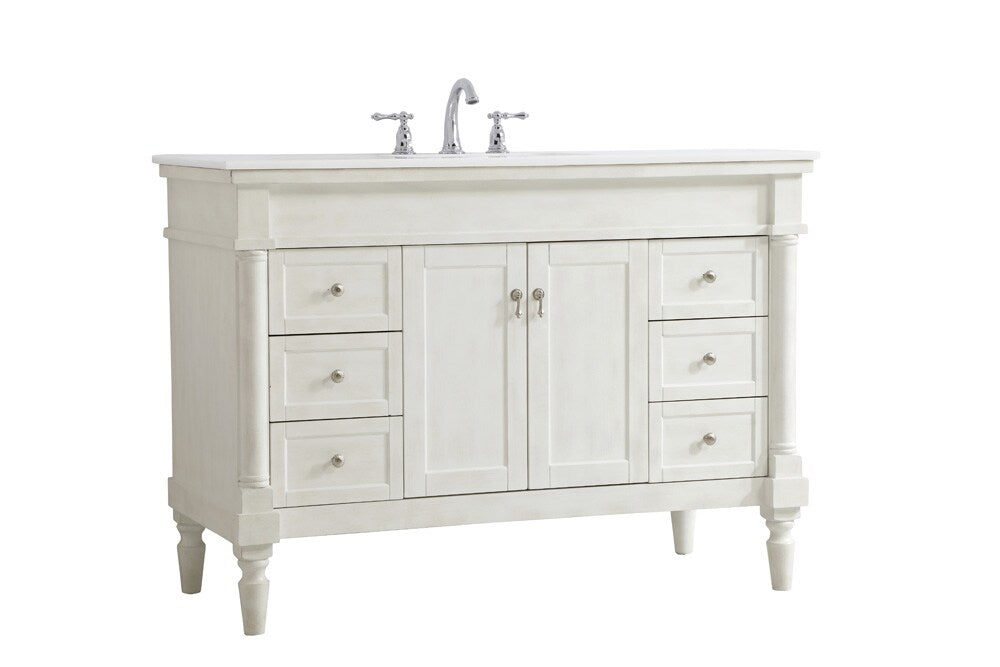 Elegant Furniture & Lighting - Lexington 48 inch Single Bathroom vanity in Antique White with ivory white engineered marble - VF13048AW-VW veiw 8