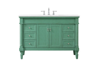 Elegant Furniture & Lighting - Lexington 48 inch Single Bathroom vanity in vintage mint with ivory white engineered marble - VF13048VM-VW veiw 1
