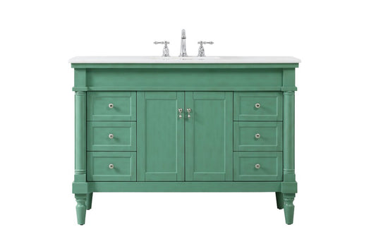Elegant Furniture & Lighting - Lexington 48 inch Single Bathroom vanity in vintage mint with ivory white engineered marble - VF13048VM-VW veiw 1