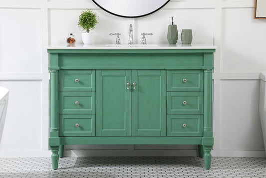 Elegant Furniture & Lighting - Lexington 48 inch Single Bathroom vanity in vintage mint with ivory white engineered marble - VF13048VM-VW veiw 2