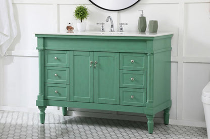 Elegant Furniture & Lighting - Lexington 48 inch Single Bathroom vanity in vintage mint with ivory white engineered marble - VF13048VM-VW veiw 3