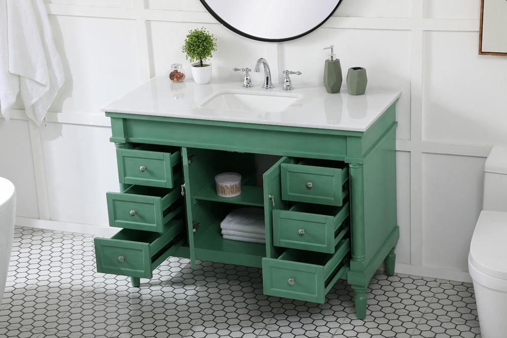 Elegant Furniture & Lighting - Lexington 48 inch Single Bathroom vanity in vintage mint with ivory white engineered marble - VF13048VM-VW veiw 4