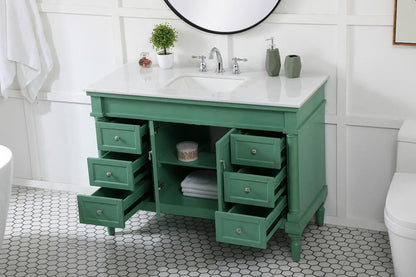 Elegant Furniture & Lighting - Lexington 48 inch Single Bathroom vanity in vintage mint with ivory white engineered marble - VF13048VM-VW veiw 4