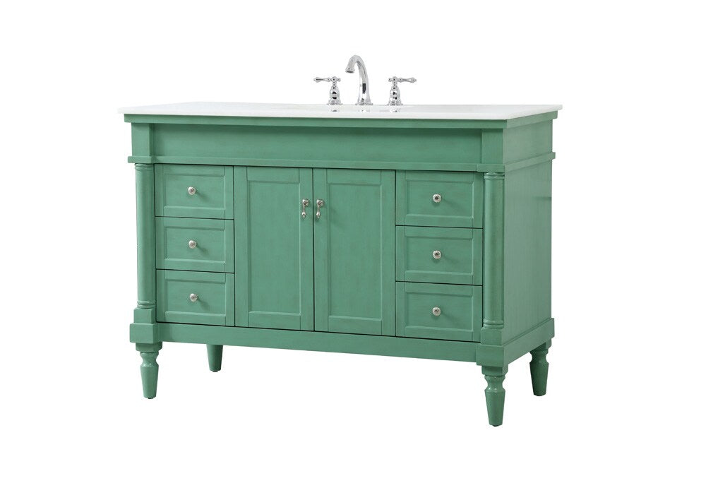 Elegant Furniture & Lighting - Lexington 48 inch Single Bathroom vanity in vintage mint with ivory white engineered marble - VF13048VM-VW veiw 8