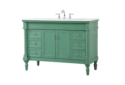 Elegant Furniture & Lighting - Lexington 48 inch Single Bathroom vanity in vintage mint with ivory white engineered marble - VF13048VM-VW veiw 8