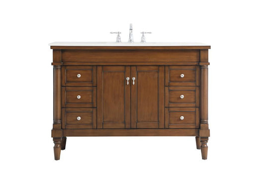 Elegant Furniture & Lighting - Lexington 48 inch Single Bathroom vanity in Walnut with ivory white engineered marble - VF13048WT-VW veiw 1