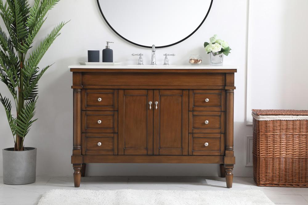 Elegant Furniture & Lighting - Lexington 48 inch Single Bathroom vanity in Walnut with ivory white engineered marble - VF13048WT-VW veiw 2