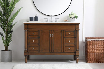 Elegant Furniture & Lighting - Lexington 48 inch Single Bathroom vanity in Walnut with ivory white engineered marble - VF13048WT-VW veiw 2