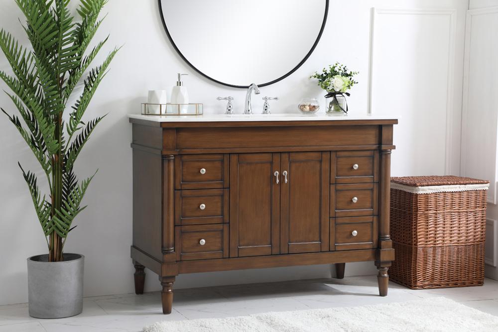 Elegant Furniture & Lighting - Lexington 48 inch Single Bathroom vanity in Walnut with ivory white engineered marble - VF13048WT-VW veiw 3