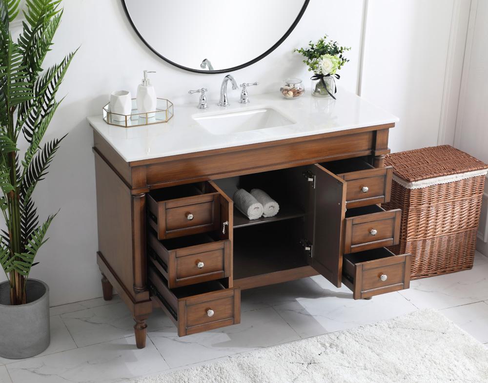 Elegant Furniture & Lighting - Lexington 48 inch Single Bathroom vanity in Walnut with ivory white engineered marble - VF13048WT-VW veiw 4