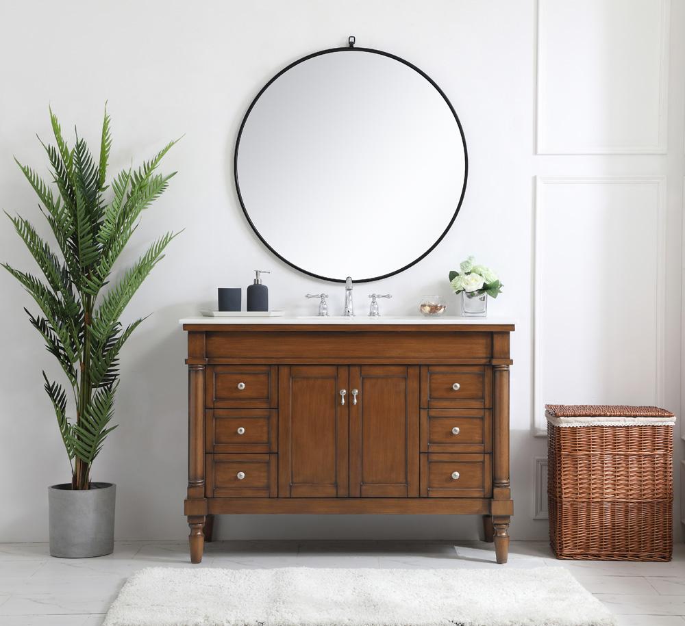 Elegant Furniture & Lighting - Lexington 48 inch Single Bathroom vanity in Walnut with ivory white engineered marble - VF13048WT-VW veiw 7