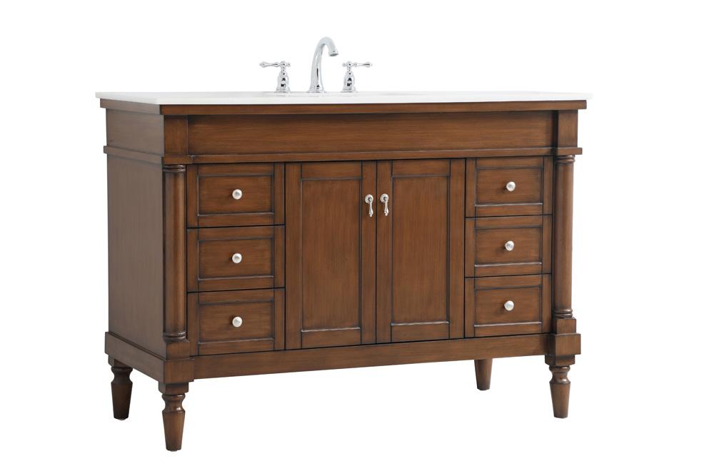 Elegant Furniture & Lighting - Lexington 48 inch Single Bathroom vanity in Walnut with ivory white engineered marble - VF13048WT-VW veiw 8
