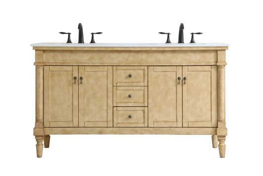 Elegant Furniture & Lighting - Lexington 60 inch Double Bathroom Vanity in Antique Beige - VF13060DAB veiw 1