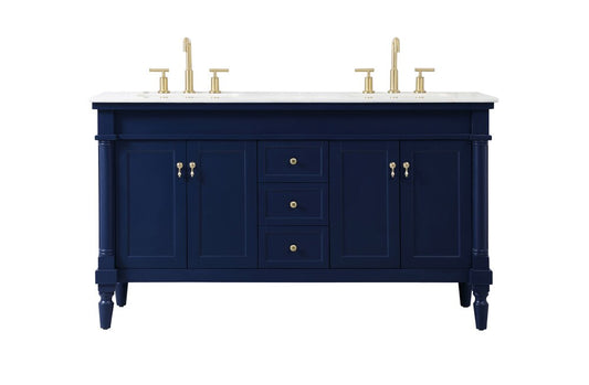 Elegant Furniture & Lighting - Lexington 60 inch double bathroom vanity in blue - VF13060DBL veiw 1