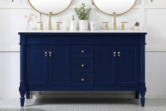 Elegant Furniture & Lighting - Lexington 60 inch double bathroom vanity in blue - VF13060DBL veiw 2
