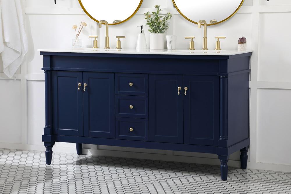 Elegant Furniture & Lighting - Lexington 60 inch double bathroom vanity in blue - VF13060DBL veiw 9