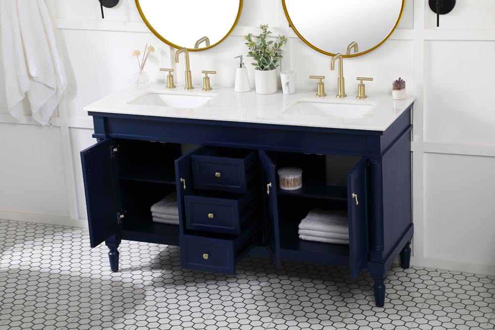 Elegant Furniture & Lighting - Lexington 60 inch double bathroom vanity in blue - VF13060DBL veiw 10