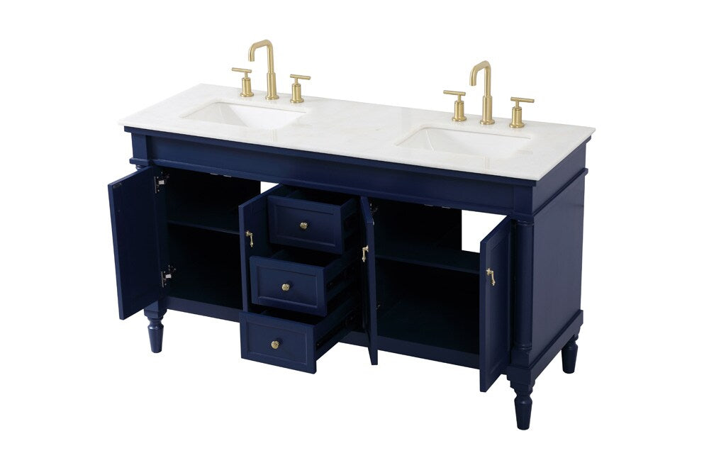 Elegant Furniture & Lighting - Lexington 60 inch double bathroom vanity in blue - VF13060DBL veiw 16