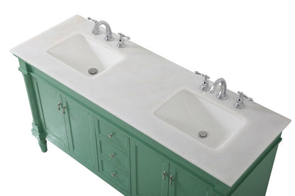 Elegant Furniture & Lighting - Lexington 60 inch double bathroom vanity in vintage mint - VF13060DVM veiw 3