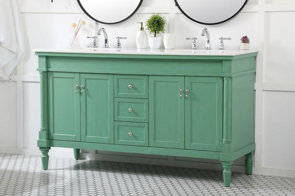 Elegant Furniture & Lighting - Lexington 60 inch double bathroom vanity in vintage mint - VF13060DVM veiw 9