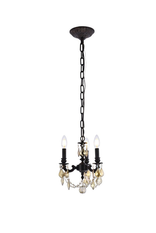 Elegant Furniture & Lighting - Lillie 3 light Dark Bronze Pendant Clear Royal Cut Crystal - 9103D10DB/RC veiw 1