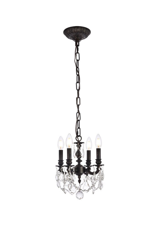 Elegant Furniture & Lighting - Lillie 4 light Dark Bronze Pendant Clear Royal Cut Crystal - 9104D10DB/RC veiw 1