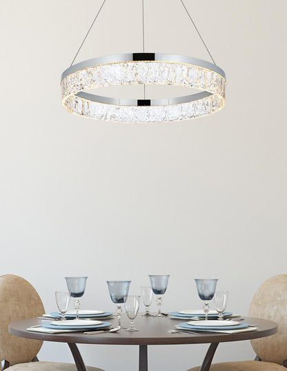 Elegant Furniture & Lighting - Linden 22 inch Adjustable LED chandelier in Chrome - 2050D22C veiw 2