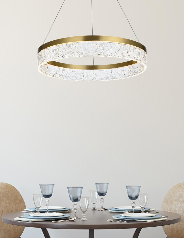 Elegant Furniture & Lighting - Linden 22 inch Adjustable LED chandelier in Satin Gold - 2050D22SG veiw 2