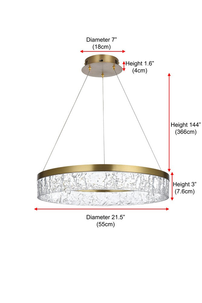 Elegant Furniture & Lighting - Linden 22 inch Adjustable LED chandelier in Satin Gold - 2050D22SG veiw 3